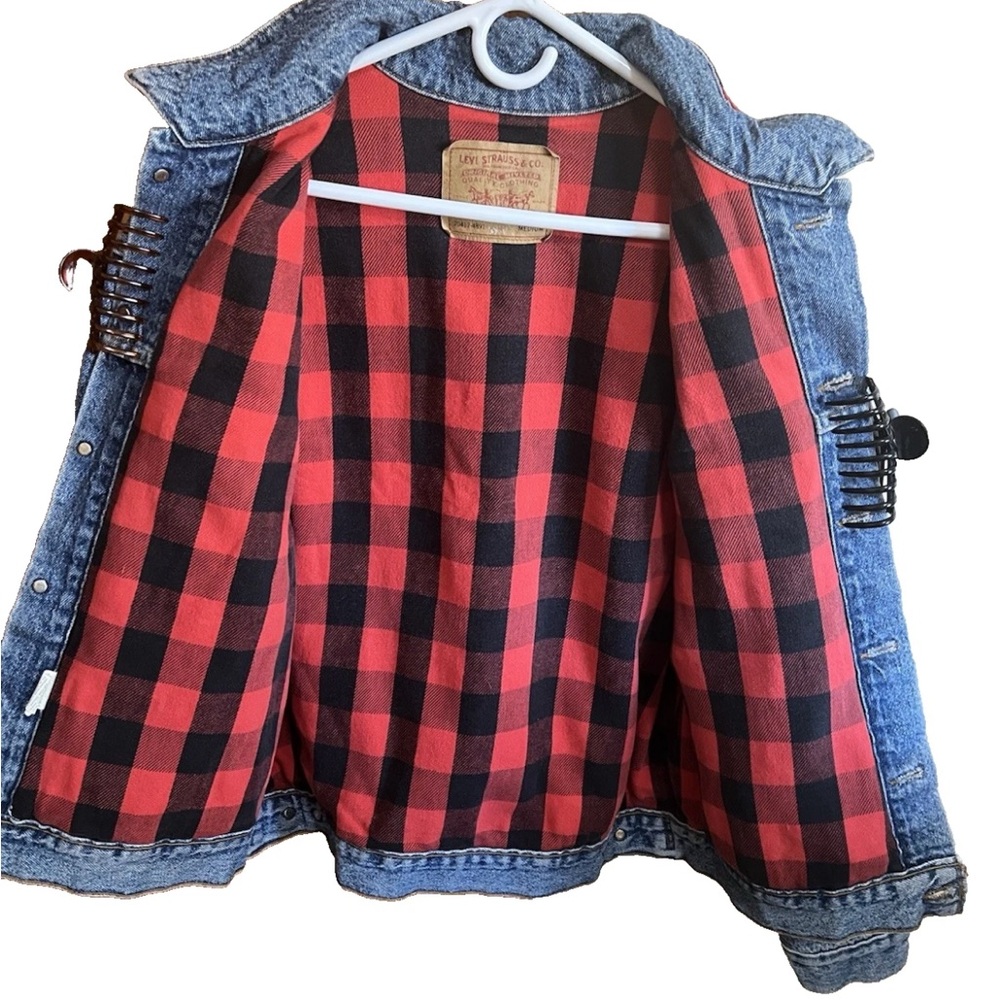 Vintage Levi’s 70417 Type III Trucker Jacket Buffalo Plaid Liner USA Medium - Picture 1 of 15
